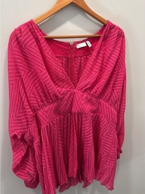 ASOS Pink Textured V-Neck Blouse